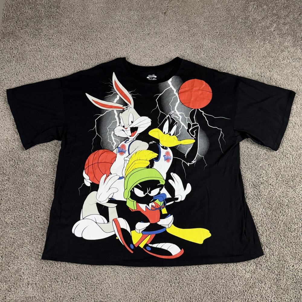 Space Jam Shirt Mens Large Big Print Bugs Marvin Daffy Lightning A New Legacy